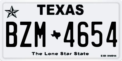 TX license plate BZM4654