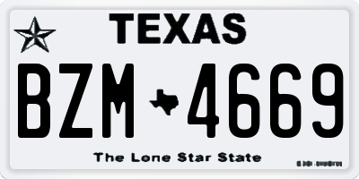 TX license plate BZM4669