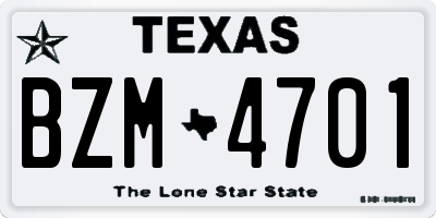 TX license plate BZM4701