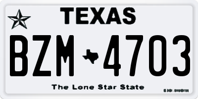 TX license plate BZM4703