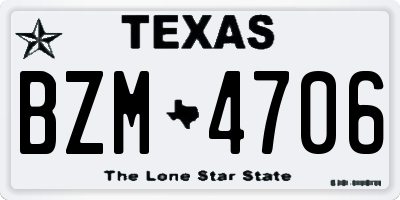 TX license plate BZM4706