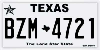 TX license plate BZM4721