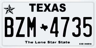 TX license plate BZM4735