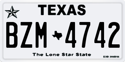 TX license plate BZM4742