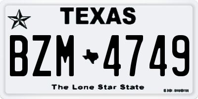 TX license plate BZM4749