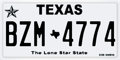 TX license plate BZM4774