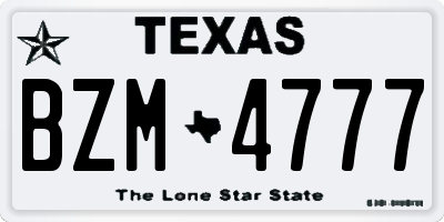 TX license plate BZM4777