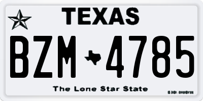 TX license plate BZM4785