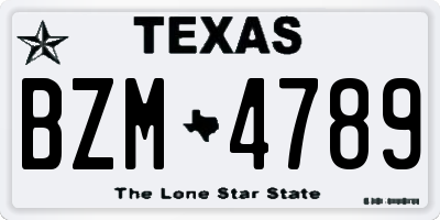 TX license plate BZM4789
