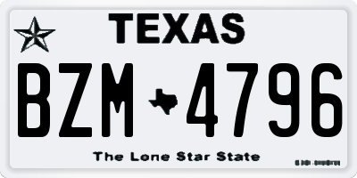 TX license plate BZM4796