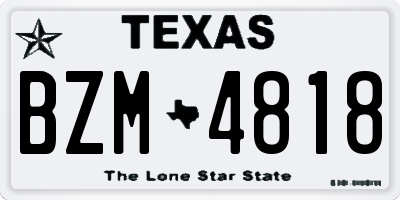 TX license plate BZM4818