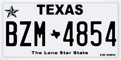 TX license plate BZM4854