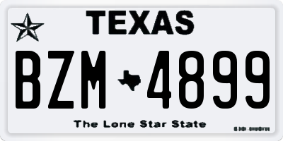 TX license plate BZM4899