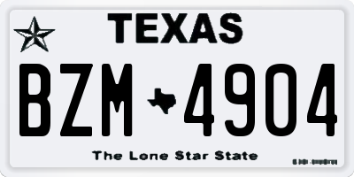 TX license plate BZM4904