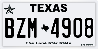 TX license plate BZM4908