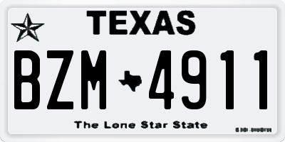 TX license plate BZM4911