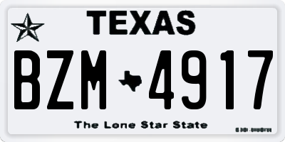 TX license plate BZM4917