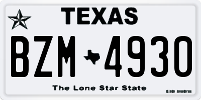 TX license plate BZM4930