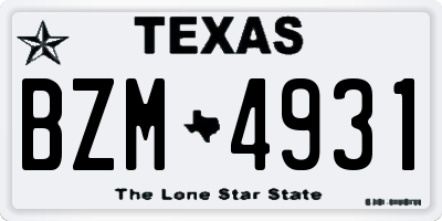 TX license plate BZM4931