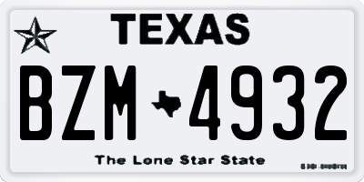 TX license plate BZM4932