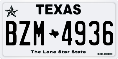 TX license plate BZM4936