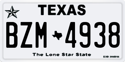 TX license plate BZM4938