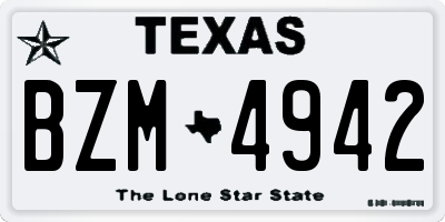 TX license plate BZM4942