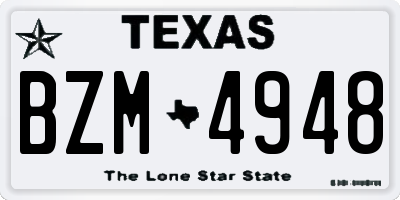 TX license plate BZM4948