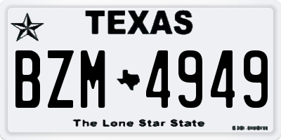 TX license plate BZM4949