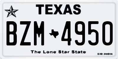 TX license plate BZM4950
