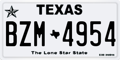 TX license plate BZM4954