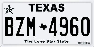 TX license plate BZM4960