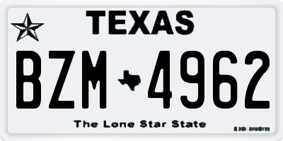 TX license plate BZM4962