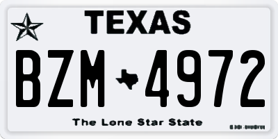 TX license plate BZM4972