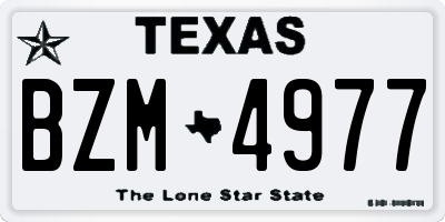 TX license plate BZM4977