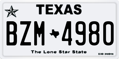 TX license plate BZM4980