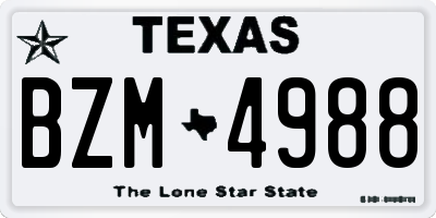 TX license plate BZM4988