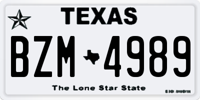 TX license plate BZM4989