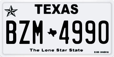 TX license plate BZM4990
