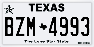 TX license plate BZM4993