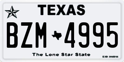 TX license plate BZM4995