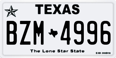 TX license plate BZM4996
