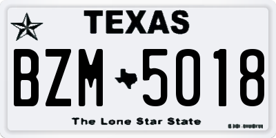 TX license plate BZM5018