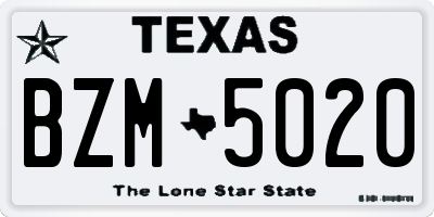 TX license plate BZM5020