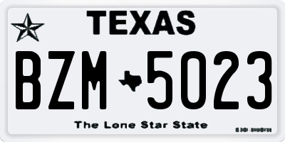 TX license plate BZM5023