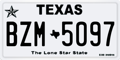 TX license plate BZM5097