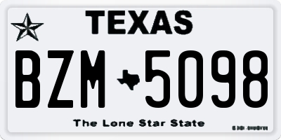 TX license plate BZM5098