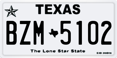 TX license plate BZM5102