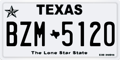 TX license plate BZM5120