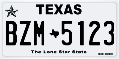 TX license plate BZM5123